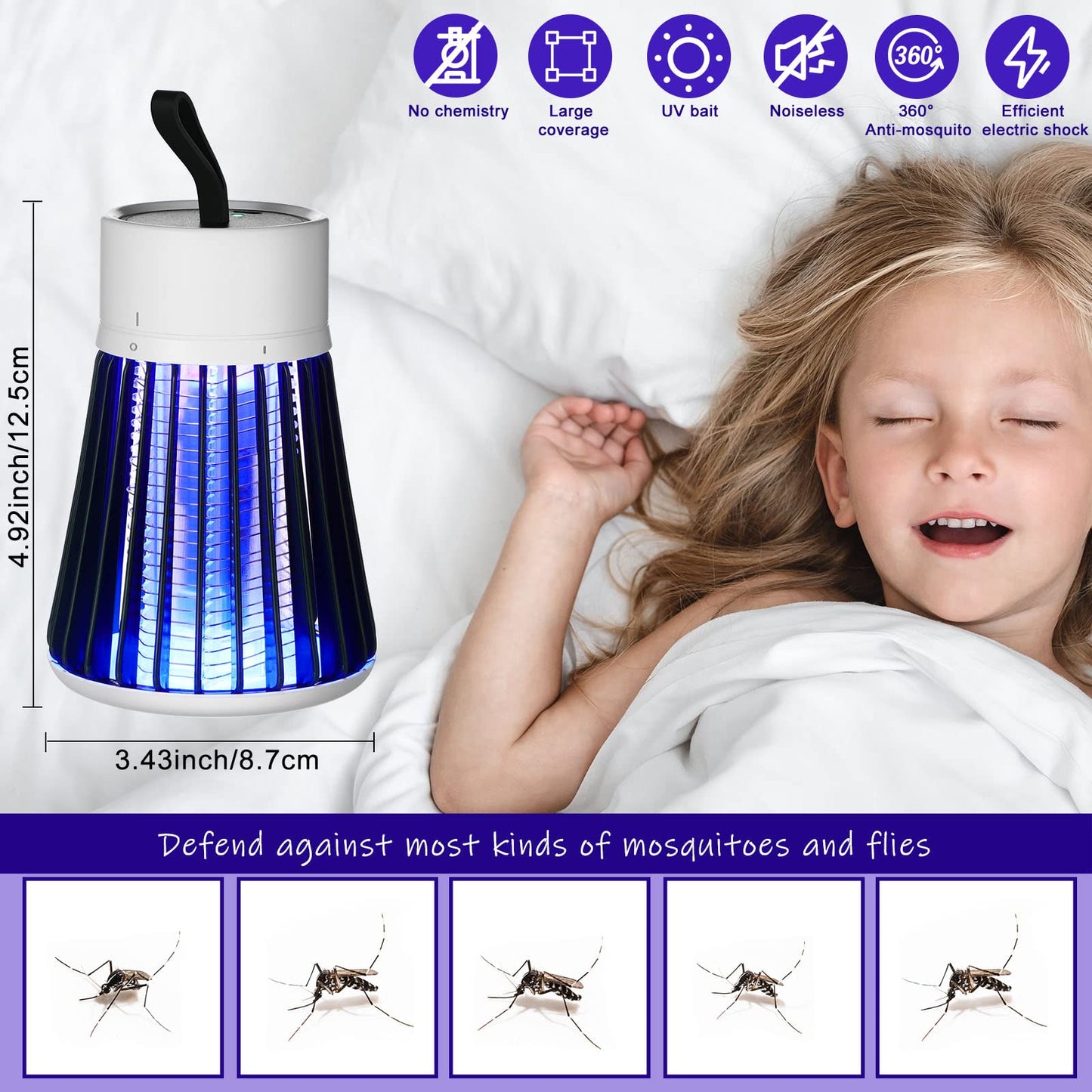 Portable Bug Zapper for Indoors Outdoor Fly Zapper Mosquito Trap