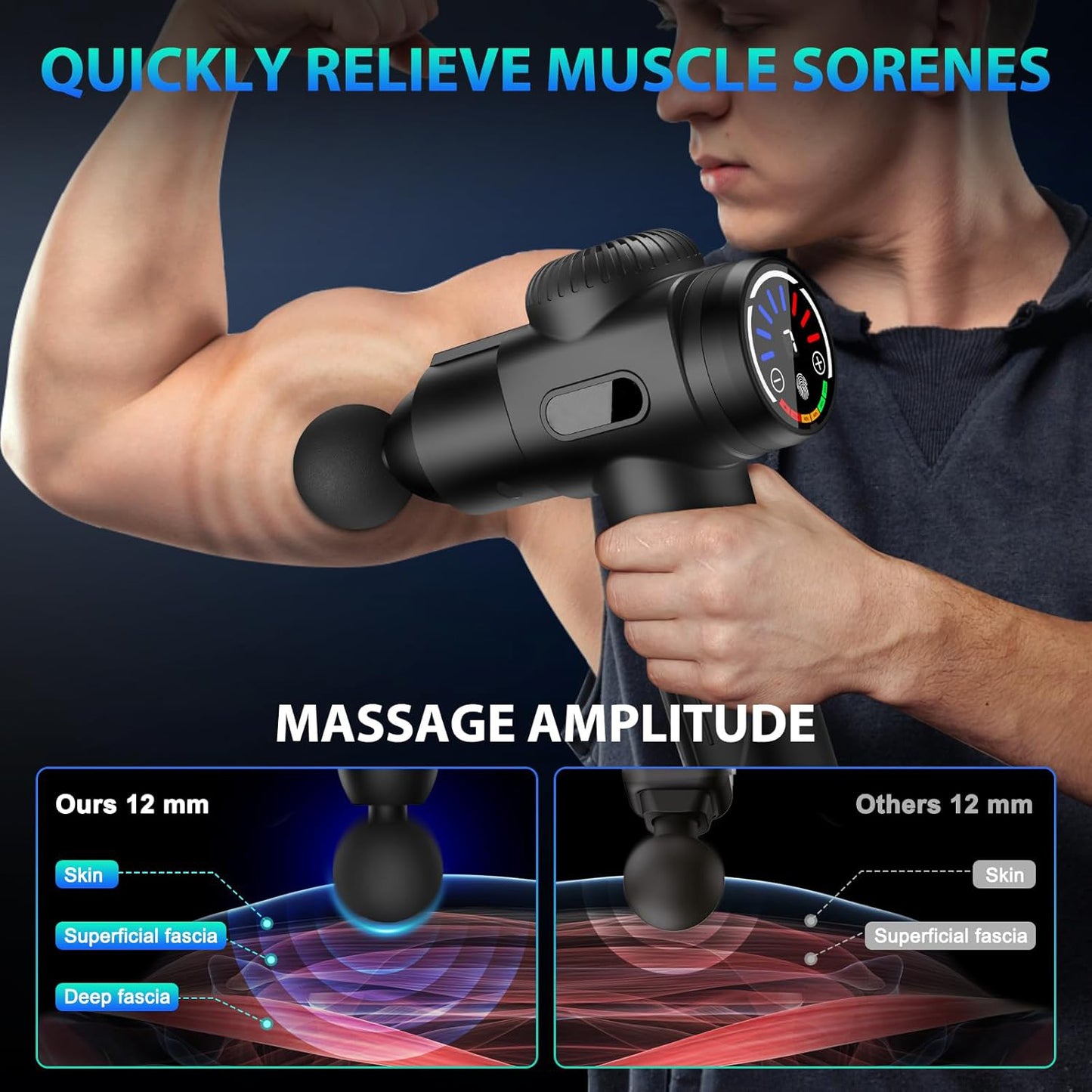 Massage Gun, Deep Tissue Back Massage for Athletes for Pain Relief / with 10 Massages Heads & Silent Brushless Motor