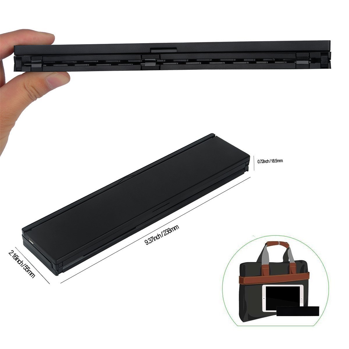 Wireless Tri-System Bluetooth Foldable Keyboard for Phones and Tablets